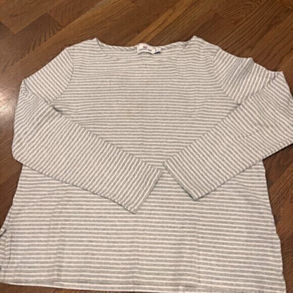 VINEYARD VINES Gray Striped Long Sleeve Shirt L 100% cotton